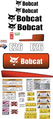 Fits Bobcat E26 Decal Kit MINI EXCAVATOR  SAFETY DECAL/ 3M VINYL / FREE SHIPPING