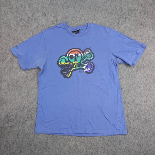 Billabong, Vintage Billabong Shirt Mens Medium Blue Surf Skull Graphic Crew Neck Tee Y2K