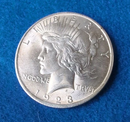Stunning 1923 Peace Silver Dollar, GEM BU .