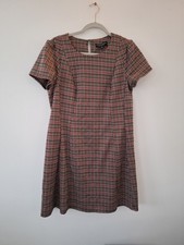 Dorothy Perkins Woman's Size 14 A-Line Checked Dress Short Sleeve Work Office