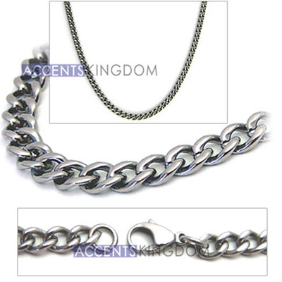 Accents Kingdom 2.8mm Titanium Men's Curb Link Necklace Chain