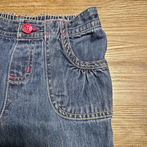 Jumping Beans Girls 6X Blue Jeans Denim Pants Adjustable Waist Pink Stitching - Picture 6 of 9