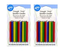 Wiltons 18 Pack Triangle Trick Rainbow Sparkler 2.5 Inch Birthday Candles 18