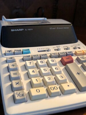 Sharp 12 Digit 2 Color Printing Adding Machine  EL-1801V Calculator