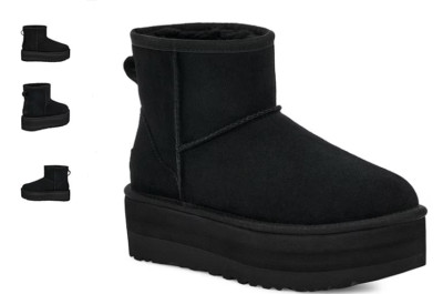UGG Classic Mini Platform Black Suede Boot/Booties Women's US sizes 5-12/NEW!!!
