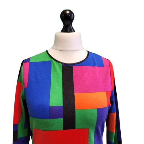 Ralph Lauren Bodycon Dress Abstract Colour Block Long Sleeve L 12 (USA M ) - Picture 5 of 6