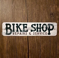 Metal Sign BIKE SHOP bicycle repairs service cyclery dealer cycle cyclist biking