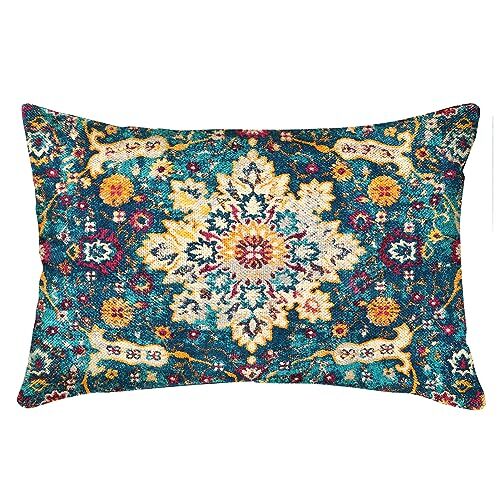 Blue Bohemian Ethnic Pattern Pillow Covers 12 x 20 Boho Style 12