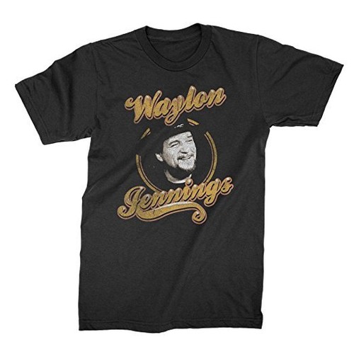 Camiseta negra para hombre Waylon Jennings Head Shot - Imagen 3 de 3