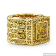 Canary Yellow Lab Made Princess Cut Lavish CZ Mens Ring