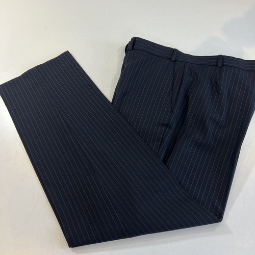 M&S Suit Navy Stripe Regular Fit Wool 2 Piece Suit C38M W36 L31 - Picture 16 of 18