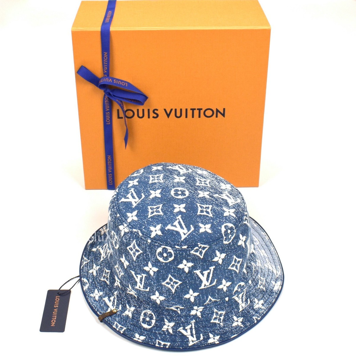 LOUIS VUITTON ネイビー バケットハット NWT Louis Vuitton LV Blue Monogram Fade Bucket Hat Italy DS