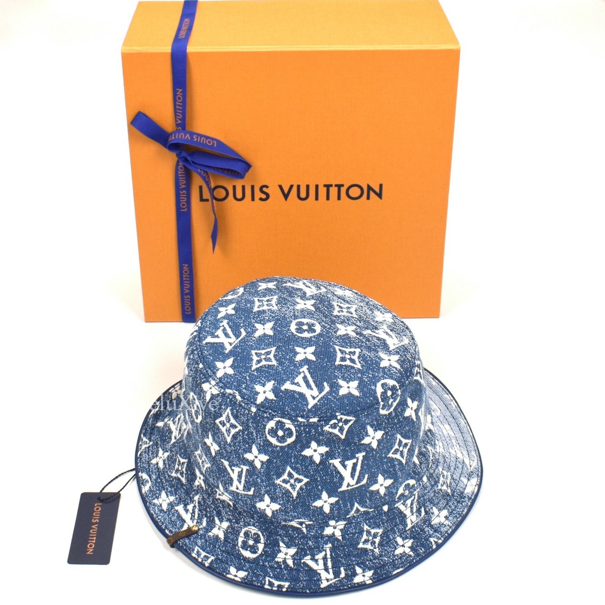 NWT Louis Vuitton LV Blue Monogram Fade Bucket Hat Italy DS SS22 AUTHENTIC