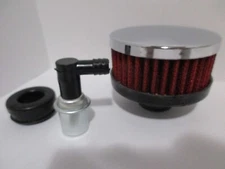 CHROME RED WASHABLE VALVE COVER BREATHER OPEN/PCV VALVE KIT #7192RD/4201