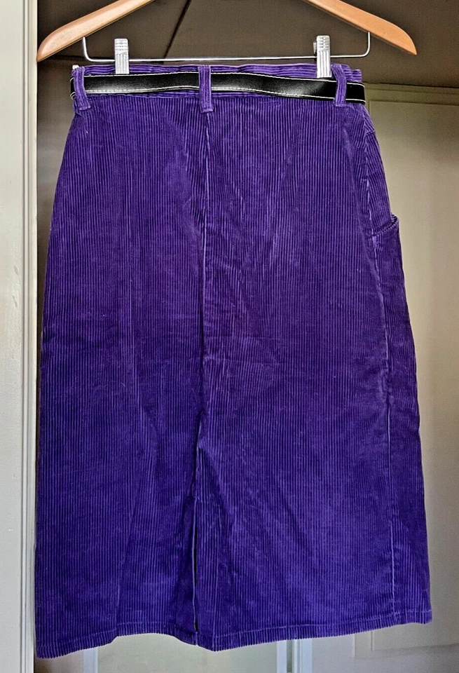 Falda vintage de pana púrpura cherokee para mujer talla 12 hecha en EE. UU. bolsillos años 80 Foto 2 de 4