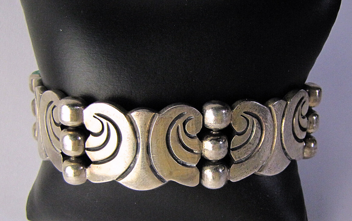 Vtg Solid Sterling Silver Bracelet Primitive Desi… - image 7