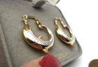 10K Tricolor Gold Diamond-Cut dolphin Hoop Earrings [E262] — photo 8