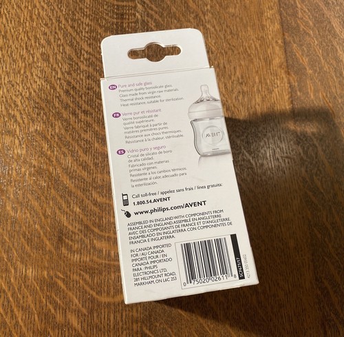 new Philips AVENT Natural Pure Glass Feeding Bottle Baby Bottle - 4 Oz - Picture 4 of 5