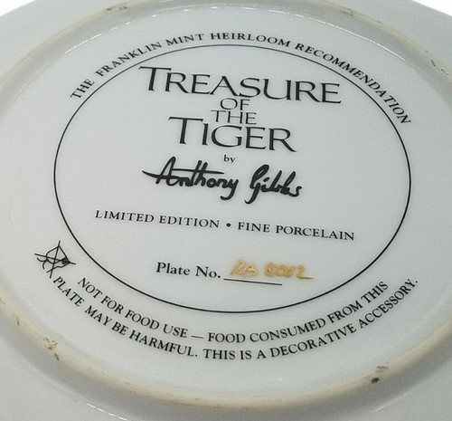 Treasure of theTiger Anthony Gibbs Franklin Mint Heirloom Collector Plate Art - Picture 3 of 5