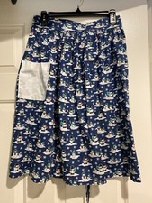 Handmade Christmas Holiday Cooking Apron Snowman Tie Open Back B86