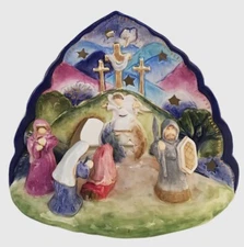 Blue Sky Easter Passion Scene Tea Light Candle House NWT Auth Retailer