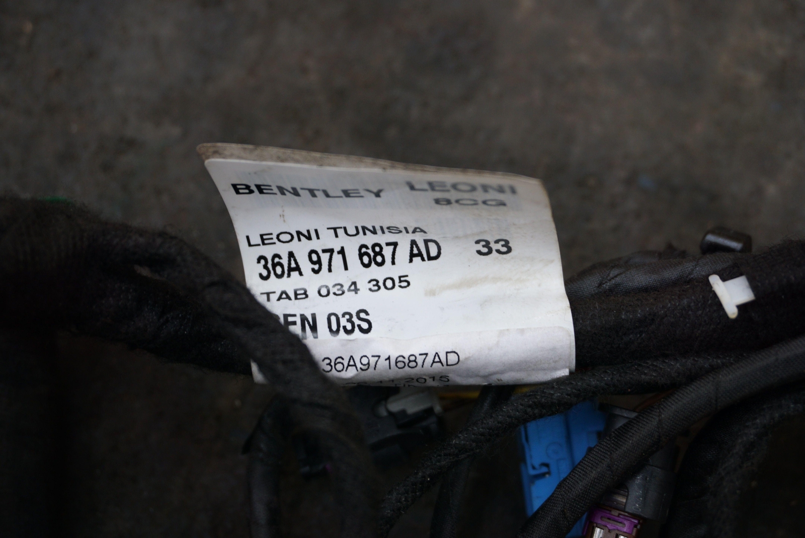 Rear Left Side Door Wire Wiring Harness Assembly OEM 36A971687 Bentley Bentayga