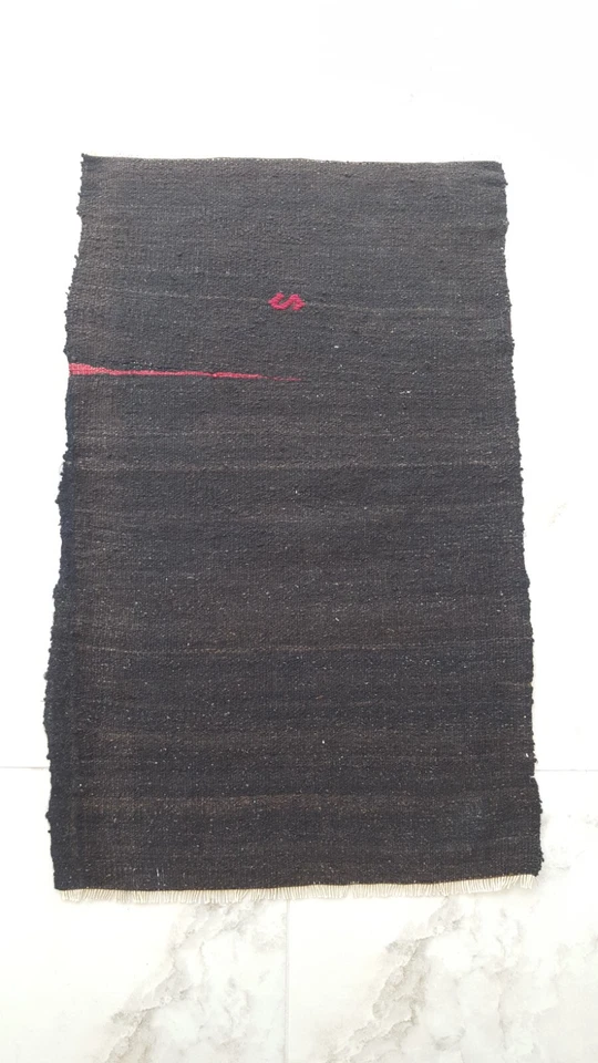 Старинный черный ковер Kilim, шерстяной ковер ручной работы, анатолийский декор ковер - Изображение 2 из 4