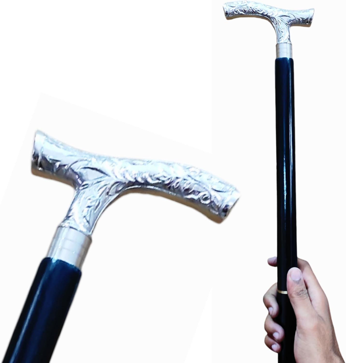 Antique Silver Finished Solid Brass Derby Head Ha… - image 1