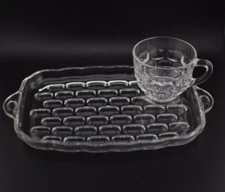Vintage Federal Glass Yorktown Snack Tray with Cup
