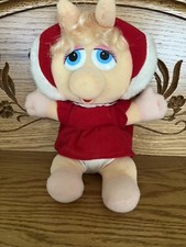 Vtg Jim Henson Muppets Babies Plush Baby Miss Piggy Red White Hooded Dress 1987
