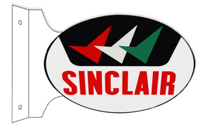 SINCLAIR MOTOR OIL CHECKMARK 18'' HEAVY DUTY USA METAL DOUBLE SIDED GAS ADV SIGN