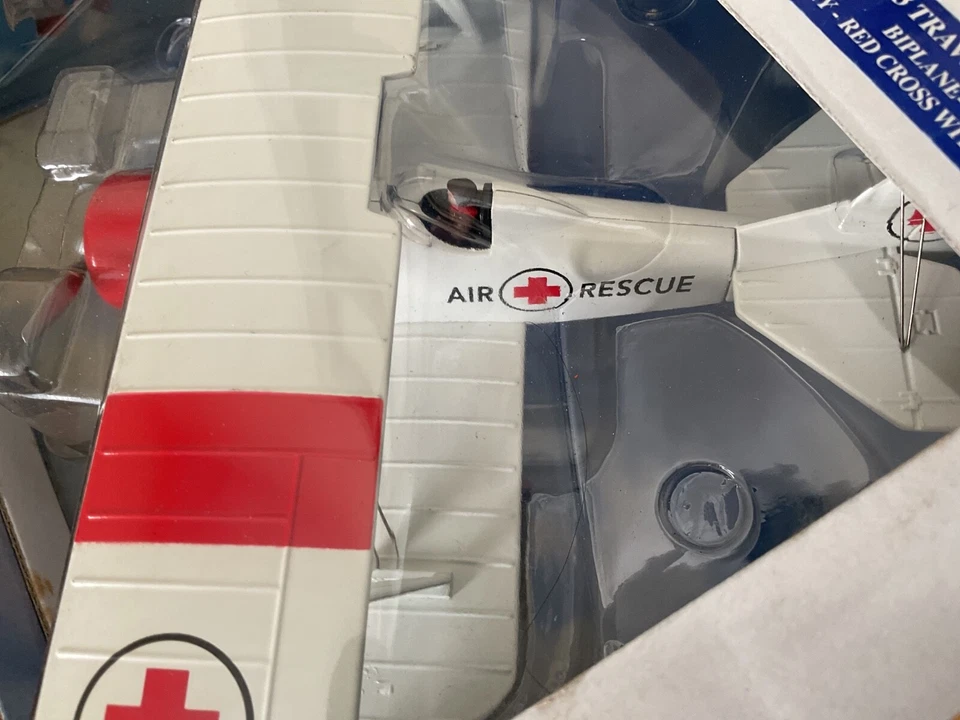 Model Power Die-Cast 1/48 Army Red Cross Biplane With Skis Travel Air 4000 - Image 3 of 4