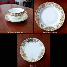 Noritake Art Deco Cups Saucers Plates Christmas Ball #16034 Japan c.1921 Vintage