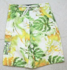 Rusty Swimming Board Shorts White Green Polyester 28" Waist 10.5" Inseam HH31