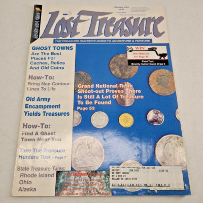 Lost Treasure Magazine February 1999 Hunters Guide Metal Detector Ghost Towns