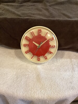 Vintage General Electric Clock Telechron 2H104 Red Kitchen Wall Decor ...