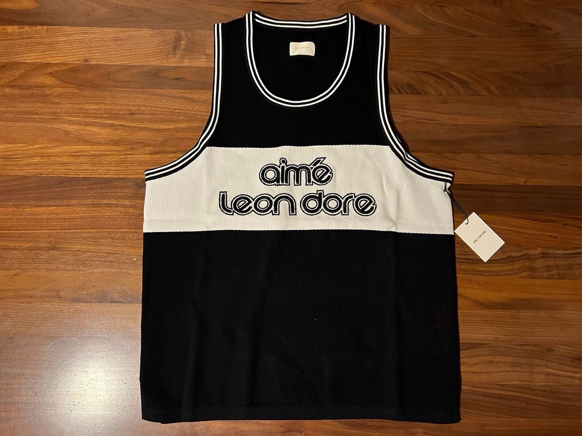 Aime Leon Dore ALD Knit Basketball Jersey Embroidered Logo Black