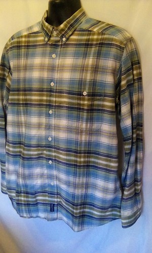 Panhandle Slim Rough Stock Herren Hemd L grün blau kariert Langarm Button Down - Bild 2 von 9