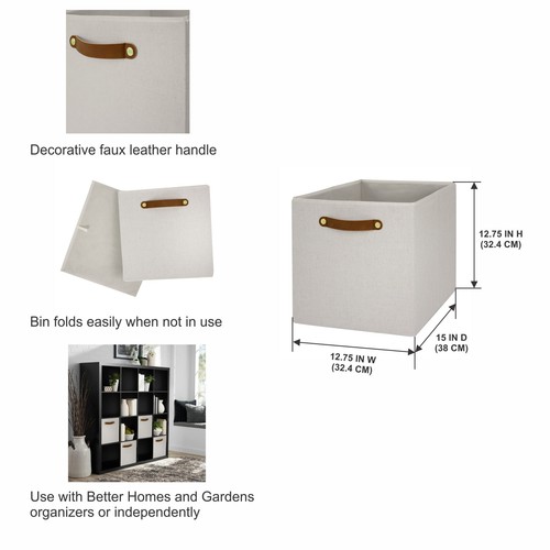 Collapsible Fabric Cube Storage Bin, Vanilla - Picture 3 of 7