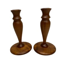 MCM Heritage Myrtlewood Products Oregon  7" Height 2-Pair Candlestick Holders