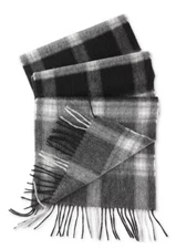 $120 Club Room Luxury Men's Plaid 100% Cashmere Scarf | One Size | Black/Grey.