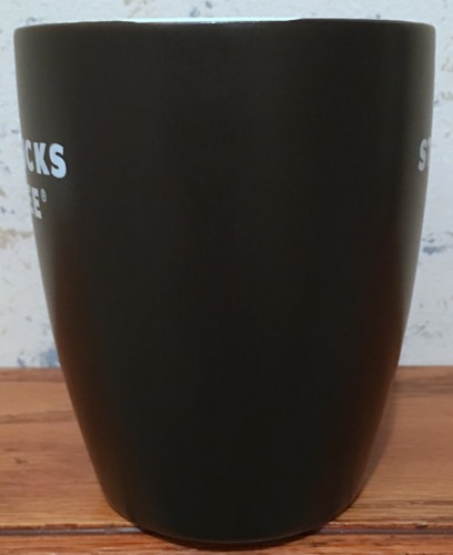 Starbucks Coffee Mug 2008 Black White Lettering Creme Inside 12 oz Used FREE SH - Picture 4 of 6