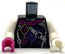 Lego Nueva Minifigura Torso Magenta Bufanda y Espiral Diamante Amarillo Correas Plateadas