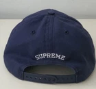 FW17 Supreme Studded Script Logo 5 panel hat Blue cap navy