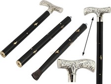 Vintage Solid Brass Victorian Style Head Handle Wooden Walking Stick Cane