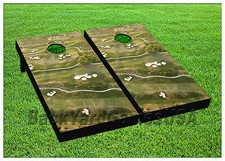 Cornhole Outdoor Grass Golf Course Boards BEANBAG TOSS GAME w Bags Set 01407
