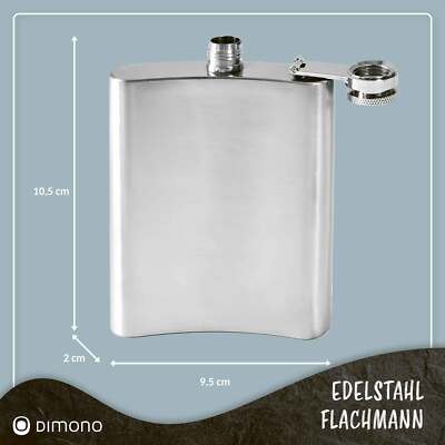Dimono Flachmann aus Edelstahl Hochwertiger 8oz 220ml Trinkflasche; Fülltrichter