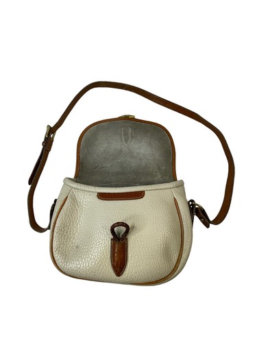 VINTAGE DOONEY & BOURKE Beige Leather Messenger Flap Crossbody Purse Bag - Picture 4 of 16