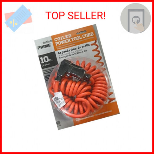Prime Ad010610 10' 16/3 Sjt Orange Coiled Power Tool Cord - Picture 2 of 2
