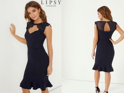 lipsy vip asymmetric lace bodycon dress